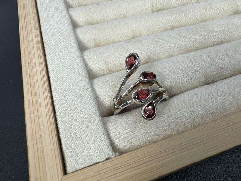 Sterling Silver Gemstone Natural Garnet Ring Size 7