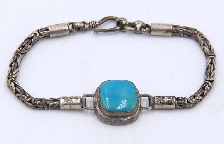 Vintage 925 sterling silver turquoise bracelet