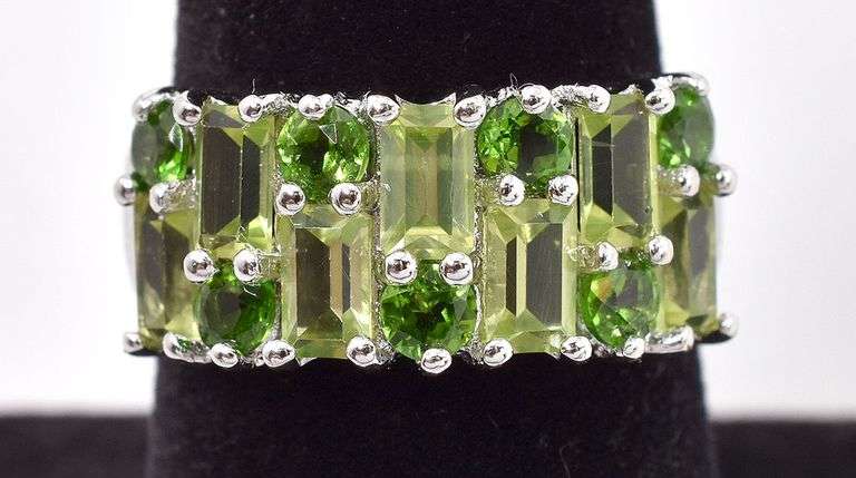 Sterling Silver Green Gemstone Ring