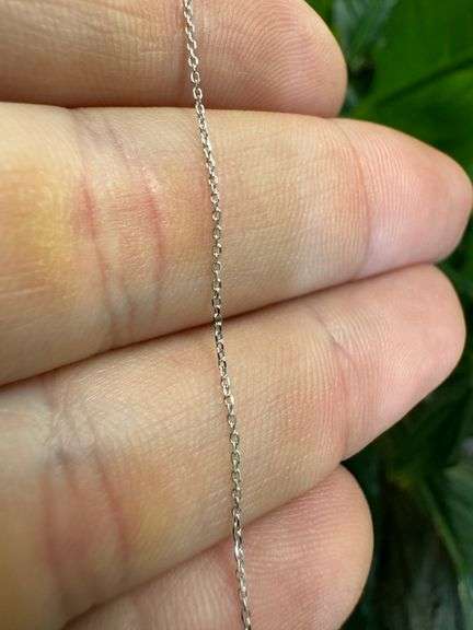 14k White Gold Solid Cable Chain Round Rolo Link 0.75mm Necklace 24"