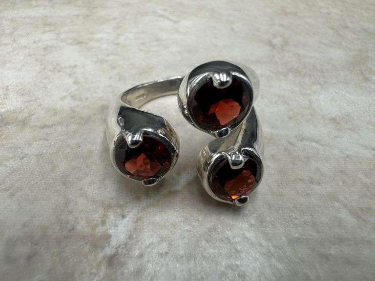 Sterling Silver Gemstone Natural Garnet Ring Size 10