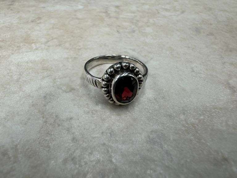 Sterling Silver Gemstone Natural Garnet Ring Size 6