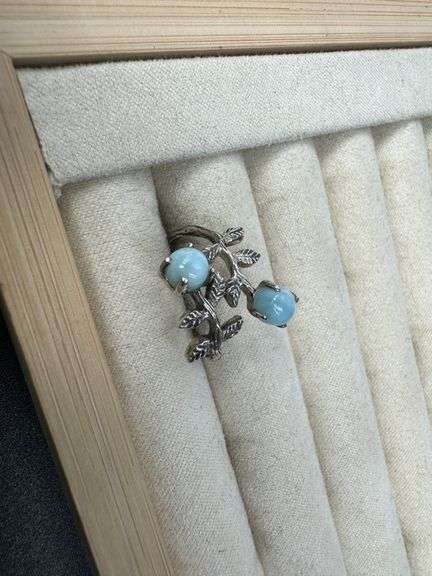Sterling Silver Gemstone Larimar Ring Size 6
