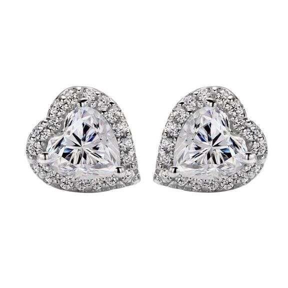 Beautiful Matching 14 Kt Tri-Layered White Gold Heart Cut Fire Moissanite Earrings