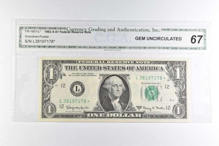 CGAI Gem Unc 67 $1 1963-A San Francisco, CA FRN FR-1901-L*