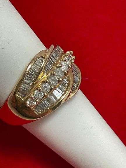 CERTIFIED 14K YELLOW GOLD AND DIAMOND BAND. 1.25 CARAT