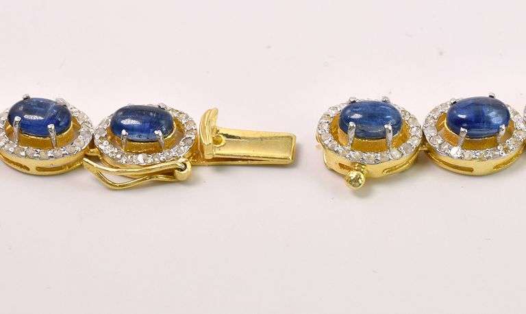 Jaw Dropping Brand New European Oval Cabochon-Cut 45.00CTW Kyanite & 12.00CTW Diamond Necklace