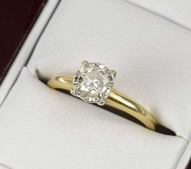 14K Yellow Gold 0.48 Ct G/VS1 1940's Diamond Engagement Ring