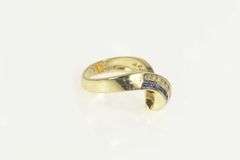 14K Yellow Gold 0.50 Ctw Diamond Sapphire Wave Twist Band Ring