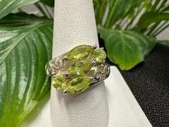 Sterling Silver Natural Gemstone Perdiot Ring Size 10
