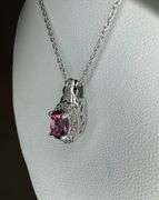Brilliant Dazzling 1.25 Ct Natural Pink Red Topaz Pendant Necklace