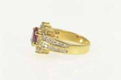 14K Yellow Gold 1.65 Ctw Tourmaline Diamond Halo Engagement Ring