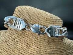 Sterling Silver 13.5mm Figaro Figarucci Chain Mariner Link 925 Italy Bracelet 9"