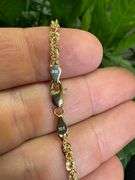 10k Yellow Gold Hollow Diamond-Cut Rope Link Chain 3mm Bracelet 7"