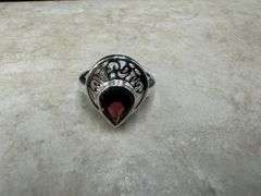 Sterling Silver Gemstone Natural Garnet Ring Size 6