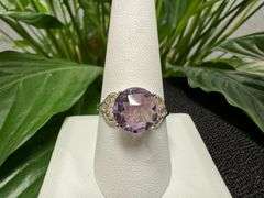 Sterling Silver Natural Gemstone Amethyst Ring Size 10