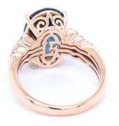 14kt Rose gold Lance Fischer 4.50ct London blue topaz and diamond ring