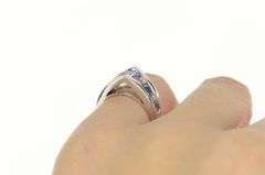 14K White Gold Pointed Tanzanite Diamond Chevron Engagement Ring