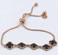 925 Sterling silver black onyx clover bracelet