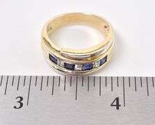 Sterling Silver Vermeil Blue Sapphire and CZ Gemstone Ring