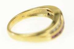 18K Yellow Gold 0.98 Ctw Natural Ruby Diamond Wavy Band Ring