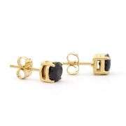 18 Kt Yellow Gold Plate 2.25 Ctw Natural Black Sapphire Earrings