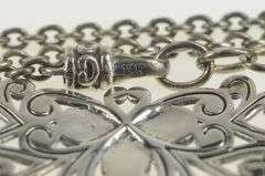 Sterling Silver Ornate Two Tone Scroll Heart Love Symbol Necklace