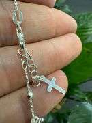 925 Sterling Silver Cross & Virgin Mary Rosary Bracelet Catholic Jewelry