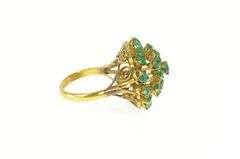 14K Yellow Gold 1960's Green Chrysoprase Retro Cocktail Ring