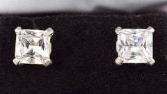 Sterling Silver CZ Gemstone Stud Earrings
