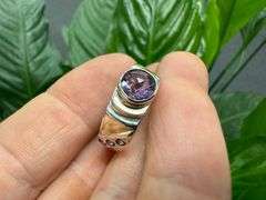 Sterling Silver Natural Gemstone Amethyst Ring Size 7