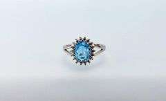 4 Ct VVs1 Natural Swiss Blue Topaz Ring