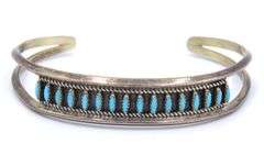 Vintage 925 sterling silver signed Turquoise cuff bangle
