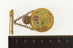 Gold Filled Ornate Colorful Enamel Retro Perfume Bottle Pin/Brooch