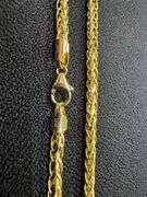 10k Yellow Gold-Hollow Round Braided Wheat Spiga Link Chain 3.9mm Necklace 20"