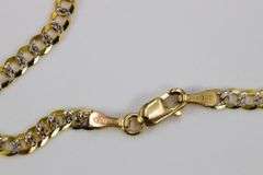 10k Yellow Gold Solid Pave Curb Link Chain 3.2mm Bracelet 8"