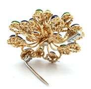 Vintage Italian Enamel and 0.08ctw Pave Diamond Brooch in 18K