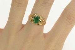 10K Yellow Gold 0.80 Ct Natural Emerald Classic Engagement Ring