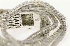 18K White Gold 9.10 Ctw Layered Diamond Five Tiered Tennis Bracelet