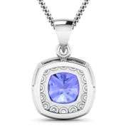 14KT White Gold 2.10ct Tanzanite and Diamond Pendant with Chain