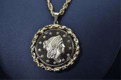 Bicentennial 14 Kt Gold Plated Replica Half Dollar Pendant