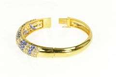 18K Yellow Gold 17.90 Ctw Sapphire Diamond Pave Bangle Bracelet