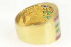 18K Yellow Gold 4.29 Ctw Diamond Ruby Sapphire Statement Ring