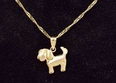Radiant 14K Yellow Gold Dog Pendant Necklace