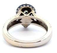 Vera Wang 1.00ctw Pear and Round Diamond Double Frame Engagement Ring in 14K W/Box