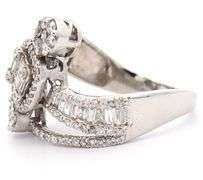 Vera Wang 1.00ctw Pear and Round Diamond Double Frame Engagement Ring in 14K W/Box