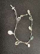 925 Sterling Silver Cross & Virgin Mary Rosary Bracelet Catholic Jewelry