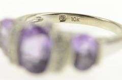 10K White Gold Oval Amethyst Diamond Ornate Statement Ring