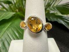 Sterling Silver Natural Gemstone Citrine Ring Size 6