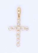 14kt Yellow gold approximate 0.25ctw diamond cross pendant
